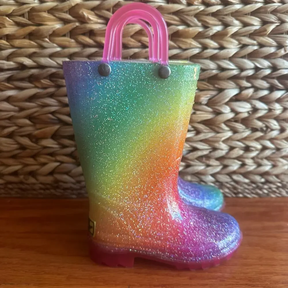 Western Chief Kids Celestial Ombre Lighted Waterproof Boots sz 6